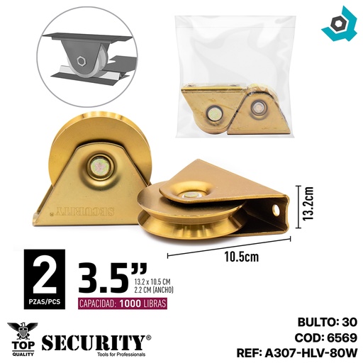 [6569] RUEDA O ROLDANA PARA PORTON 80MM - 3"