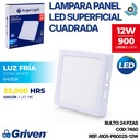 LAMPARA PANEL LED SUPERFICIAL CUADRADA 12W 6400K ANGEL LIGHT