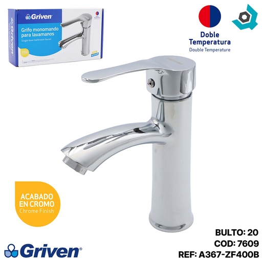 [7609] GRIFERIA PARA LAVAMANOS INDIVIDUAL CROMADA GRIVEN