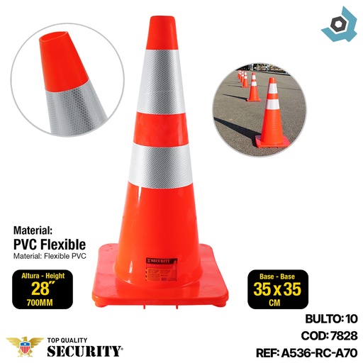 [7828] CONO DE SEGURIDAD 28" PVC FLEXIBLE SECURITY